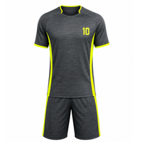 Uniforme de fútbol de secado rápido para hombre con logotipo personalizado, sublimación gris jaspeado y amarillo neón, uniforme de fútbol para entrenamiento deportivo