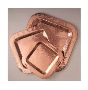 Designer <b>Copper</b> Serving Tray Classic Serving Platter for Snacks Drinks Tea Coffee in Home Kitchen Dining <b>Table</b> - Product Image 6