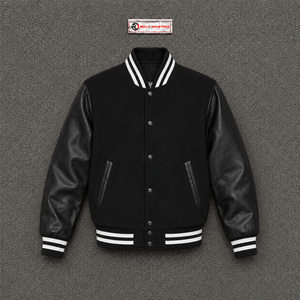 Veste varsity noire premium pour homme, veste athlétique élégante et confortable, veste décontractée douce et tendance, style streetwear de luxe. - Product Image 5