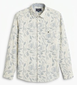 Camisa Casual con Estampado Tropical para Hombre, Manga Larga, Cuello Camisero, Transpirable, para Verano - Product Image 1