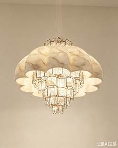 Lustre moderne en marbre à motif floral, décoration contemporaine pour salon intérieur - Product Image 2