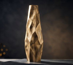 Jarrón Dorado Metálico Contemporáneo, Diseño Geométrico Facetado Único, Florero Alto para Decoración de Interiores de Sala de Estar, Suministro al por Mayor - Product Image 4