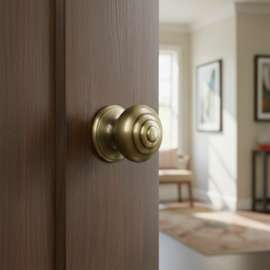 Pomo de Puerta de Latón Macizo de Primera Calidad con Acabado Antiguo |   Manija de Puerta Principal Resistente, Estilo Clásico Vintage, Herrajes de Entrada para el Hogar - Product Image 2