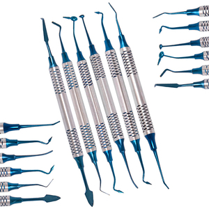 Juego de 6 Espátulas de Resina Compuesta Dental con Recubrimiento de Titanio y Mango Grueso, Instrumento de Odontología - Product Image 2