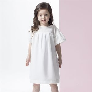 ODM OEM Short Sleeved Summer <b>Girls</b> Solid <b>White</b> Casual <b>Dresses</b> - Product Image 1