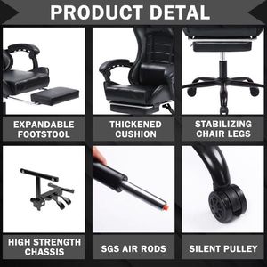 Sedia da Gaming Ergonomica in Pelle PU con Altezza Regolabile e Ruote per Ufficio o Videogiochi - Product Image 6