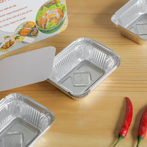 Contenedor de papel de aluminio desechable de grado alimenticio Bandeja de sartenes de goteo de estaño Fiambrera para llevar-230ml con tapa - Product Image 2