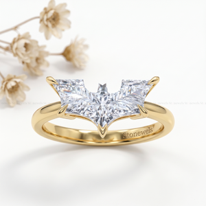 Bague de fiançailles originale en diamant de laboratoire en forme de papillon, taille fantaisie, solitaire sculptural, bijoux de mariage - Product Image 2
