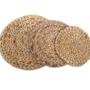 Hot Selling Wholesale Custom Natural Material coaster Vietnam Boho Hand Made Round Water Hyacinth Woven <b>Table</b> Decor <b>Placemats</b> - Product Image 2