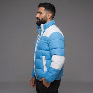 Veste matelassée bicolore style streetwear pour homme, imperméable, respirante, avec logo personnalisé, rembourrée en coton, manteau à bulles pour homme - Product Image 6