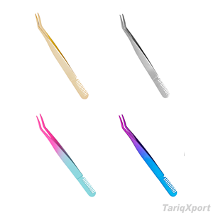 Pinzas para Cejas con Punta Curva Negra y Logotipo Personalizado, Pinzas para Cejas de Acero Inoxidable con Peine para Cejas - Product Image 4