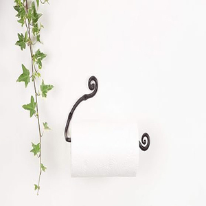 Porte-rouleau de papier forgé à la main, horizontal, noir, pour serviettes en papier - Supports décoratifs rustiques en métal forgé faits à la main - Product Image 4