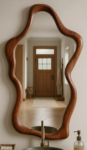 Opulent Resin Wood Wall Mirror Artistic Handcrafted Frame Mirror for Premium Interior Styling and Gifting Use - Product Image 4