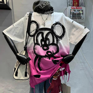 เสื้อยืดแขนสั้นผู้หญิงลายการ์ตูน KT Cat รุ่นใหม่ สไตล์ลำลอง สีไล่ระดับ ผ้าถัก รุ่น T0046 - Product Image 1