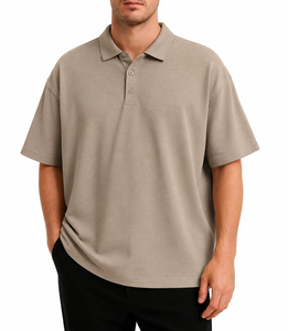 Men's Regular Fit Short Sleeve Polo Shirt Solid Color Cotton Pique Casual Collared <b>Top</b> Beige <b>Khaki</b> Breathable Streetwear - Product Image 5