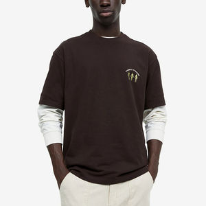 เสื้อยืดผู้ชายทรงหลวม ดีไซน์เก๋ไม่ซ้ำใคร เนื้อผ้าคอตตอนหนานุ่ม แขนสั้น รับสกรีนโลโก้ตามสั่ง ปรับแต่งได้ - Product Image 1