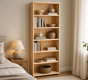 Modern Wooden Bookcase 6 <b>Shelves</b> Storage Rack Freestanding Cubby <b>Shelf</b> <b>Unit</b> for Living Room Home Office - Product Image 2