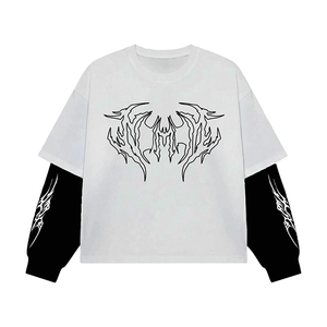 เสื้อยืดโอเวอร์ไซส์แขนยาวพิมพ์ลายดิจิทัลสำหรับผู้ชาย ดีไซน์ทันสมัย สตรีทแวร์ ลายกราฟิก น้ำหนัก 220 กรัม ผ้าฝ้าย 100% - Product Image 4