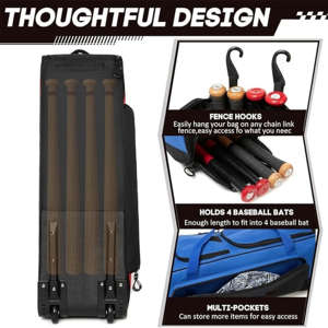 Bolsa de Béisbol y Sóftbol con Ruedas Bagnex de Gran Capacidad, Mochila Deportiva Impermeable 600D para Deportes de Raqueta (50-70L) - Product Image 6