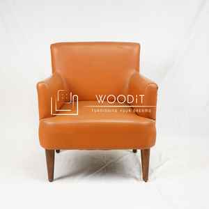 Sillón de Cuero 100% Genuino con Cubierta Suave y Patas de Madera Sólida 100%, Silla de Lujo 2026 para Salas de Estar, Dormitorios, Hoteles y Salones - Product Image 1