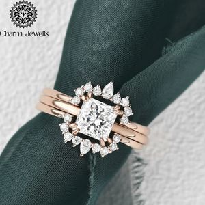 Bague de fiançailles pour femme Charm Jewells en argent plaqué or rose avec moissanite taille coussin, sertie à griffes, style minimaliste, certifiée IGI - Product Image 6