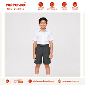 Pantalones Cortos de Uniforme Escolar para Niños de Primera Calidad, Grises, de Tela de Poliéster y Algodón, con Empaque Personalizado - Product Image 2