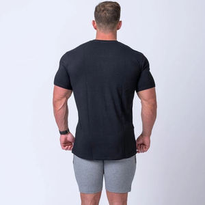 Camiseta de Manga Corta para Hombre, Cuello Redondo, Color Negro, Corte Regular, Tejido de Poliéster/Algodón, Transpirable, Anti-Pilling - Product Image 4