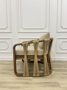 โซฟากลางแจ้งทันสมัย ทนทาน ทำจากไม้สักเดี่ยว พร้อมเชือก - Product Image 4