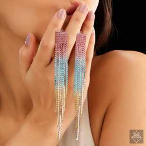 PRAO Ombre Rhinestone Fringe Declaración Pendientes Accesorio de moda multicolor - Product Image 4