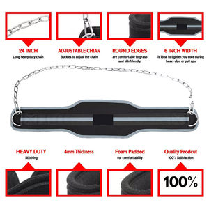 Fitness Dip Weightlifting <b>Belt</b> With Metal <b>Chain</b> Custom Branding For Dips Pullups Strength Workout Support Customizable Design - Product Image 5