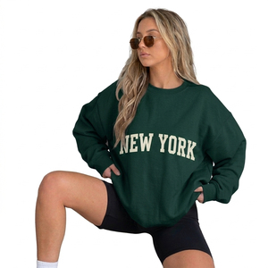 Premium Women's Casual Autumn Printed Oversized Crew <b>Neck</b> Lounge <b>Top</b> Eco-Friendly Fleece Fabric Polyester/Cotton Anti-Wrinkle - Product Image 1
