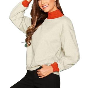 Sudaderas Extra Grandes de Alta Calidad al por Mayor con Contraste de Color, 80% Algodón, 20% Poliéster, Sudaderas para Mujer de Talla Grande - Product Image 3