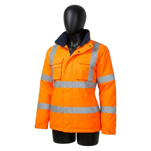 300 GSM Premium Polyester Softshell Women Work <b>Jacket</b> Fluorescent Yellow Reflective Panel Custom Logo Safety Wear - Product Image 2