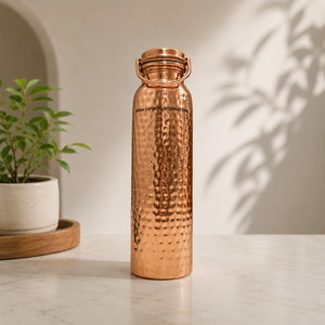 Traditional Copper Water <b>Flask</b> Hammered design. Indian exports international ( Certified pure copper ) - Product Image 1