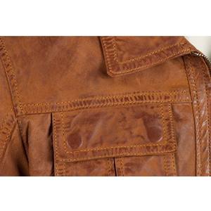 Chaqueta de Cuero Genuino para Hombre, Cuello Alto, Impermeable, Ecológica, de Alta Calidad, con Cierre y Manga Larga, Venta al Por Mayor - Product Image 6