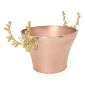 Seau à glace en aluminium couleur or rose en forme de tête de cerf avec poignées en forme de bois de cerf pour bar à domicile et fêtes hôtelières - Product Image 4