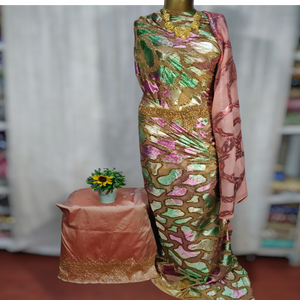 Vestido de novia somalí Maqbal de terciopelo Jacquard de proveedor indio para mujer, diseño de hojas florales, sarga Lisa para mujer, vestido Dirac - Product Image 3