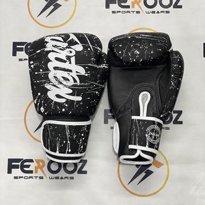 Gants d'entraînement MMA Fairtex noir et blanc à fermeture auto-agrippante, modèle professionnel très tendance, best-seller - Product Image 1