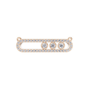 Pendentif Aarinya en or 9 carats plaqué or, serti de diamants de laboratoire certifiés IGI, tendance, brillant, horizontal, allongé, pavé, cage, 3 pierres - Product Image 3