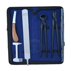 Kit de Herramientas para Herrador de Acero Inoxidable Negro: Cortaúñas para Pezuñas, Extractor de Clavos, Cuchillo de Doble Hoja Afilada, Pulidor de Acero y Lima de Acabado para Pezuñas - Product Image 1