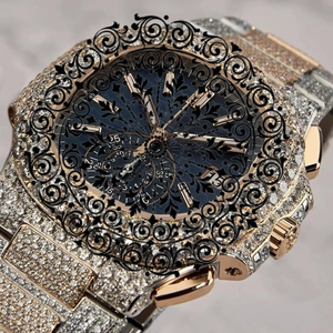 Luxury Diamond Watch White Gold/Yellow Gold Case 46mm Analog Quartz Movement Sapphire Crystal Chronograph Diver Limited Edition - Product Image 4