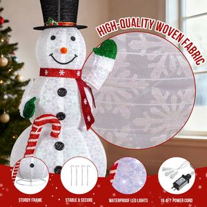 Decorazioni da Giardino Pupazzo di Neve Illuminato 1,74m con 210 LED Bianchi, Bastoncino di Zucchero in Metallo Pre-Illuminato per Esterni Natalizi - Product Image 5