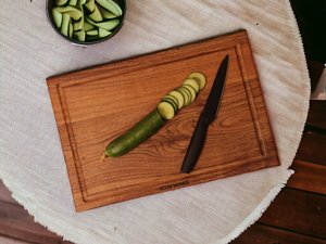 Planche à découper rectangulaire en bois avec poignée, planche à découper de cuisine, grande planche de préparation et de service pour la maison et les restaurants - Product Image 6
