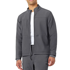 Veste de travail médicale pour homme, mode hiver, veste de bloc opératoire noire avec logo et couleurs personnalisés - Product Image 2