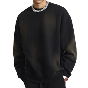 Custom Blank Drop Shoulder Sweatshirt Oversized Crew Neck Heavyweight Cotton Sweatshirt Acid <b>Washed</b> Casual Sweatshirt for Men - Product Image 2