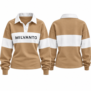 Camiseta de rugby personalizada para mujer, 100% algodón, 220 GSM, manga larga, tejido transpirable de primera calidad. - Product Image 1