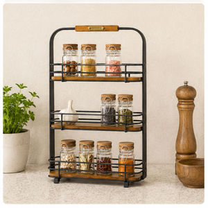 Étagère à épices en métal à trois niveaux, style industriel, support de comptoir durable pour rangement de cuisine - Product Image 6