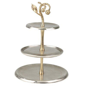 Support à gâteau à deux niveaux en bois avec design de branches métalliques, fait main, forme irrégulière, présentoir à desserts, support à gâteau, décoration d'intérieur - Product Image 6