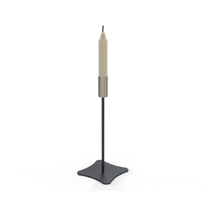 <b>Silver</b> Iron <b>Candlestick</b> Holder with Square Base Design for Home Decoration - Product Image 3