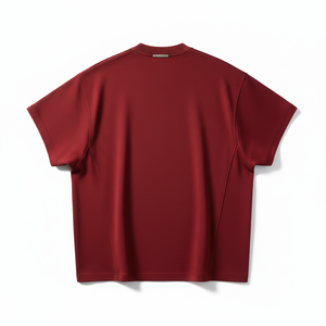 T-shirt décontracté pour homme, 100 % coton, col rond, manches courtes, couleur rouge foncé, coupe ample, ultra doux, respirant, personnalisable avec logo frontal, 220g - Product Image 4